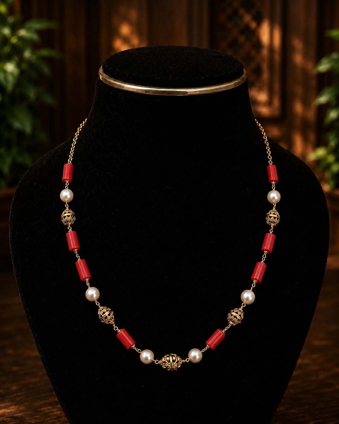 Premium real beads and kundan single layer mala