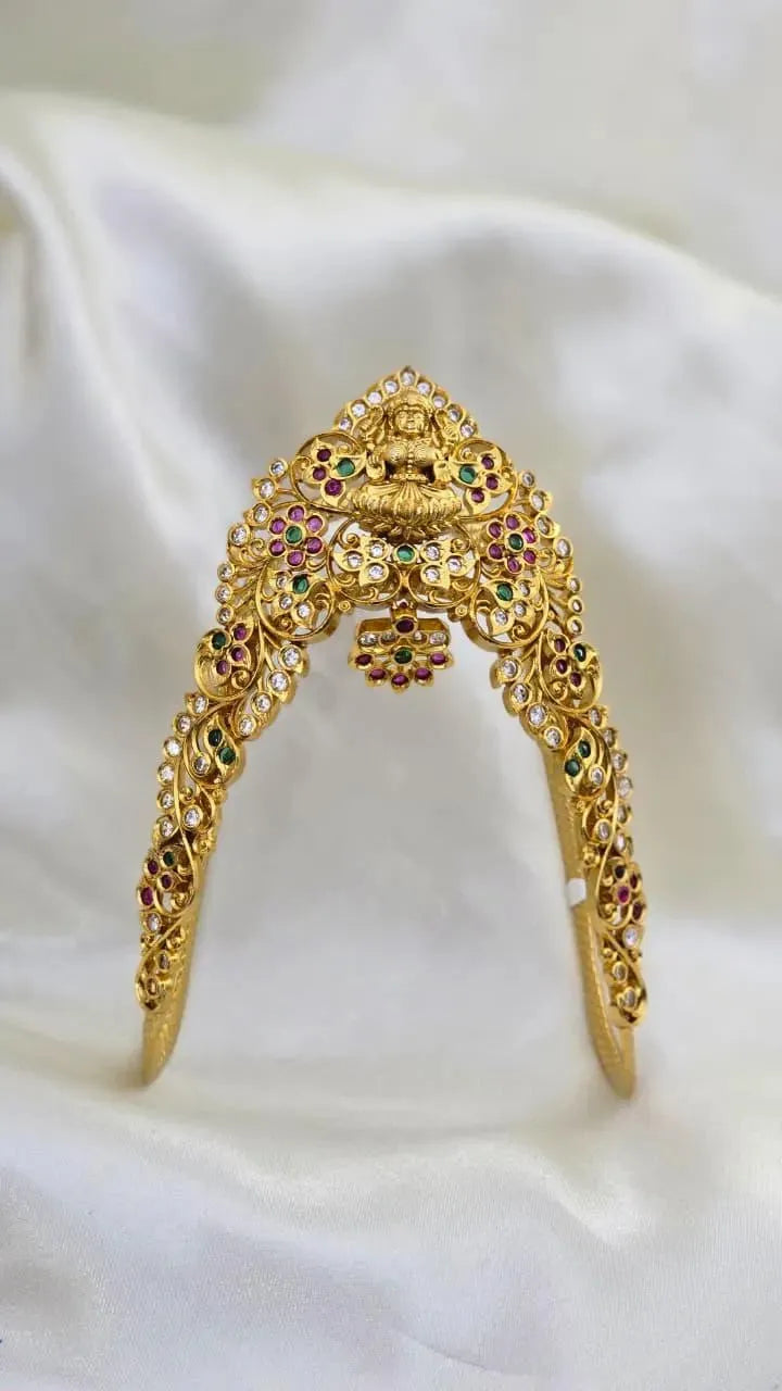 Kundan stone and beads temple jewellery floral vanki