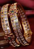 Kempu stone gold platted bangles