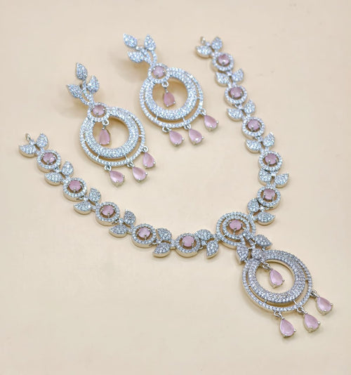 American diamond stone necklace with earrings