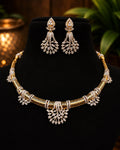 American diamond gold plated necklace with earrings