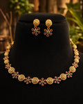Kundan stone gold plated necklace with earrings
