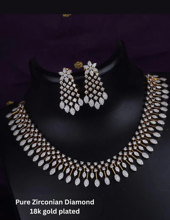 Pure Zirconian Diamond Necklace with Earrings