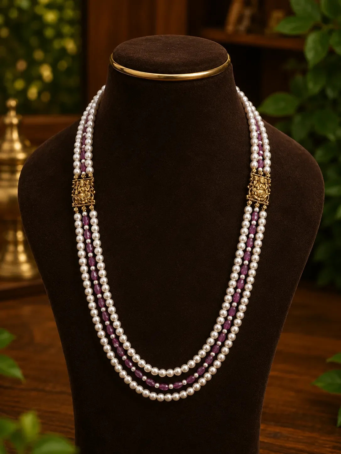 Pearls  18k gold plated temple jewellery haram