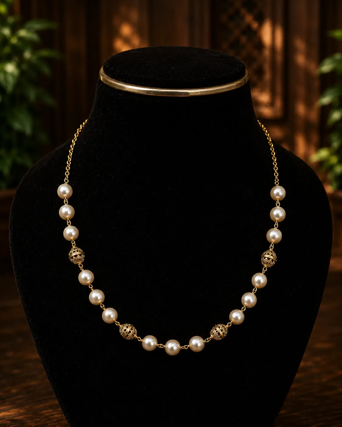Premium real beads and kundan single layer mala